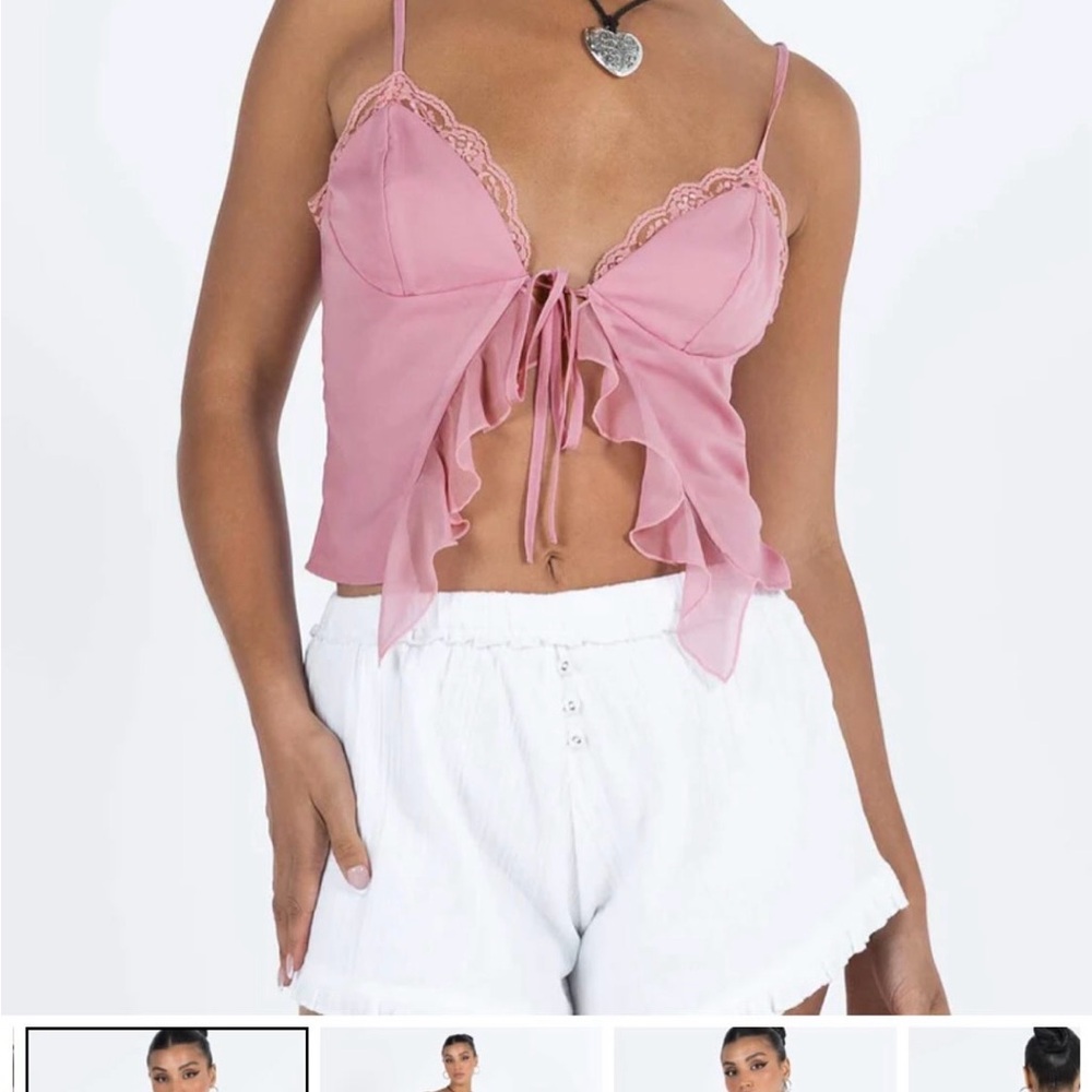 Princess Polly Pink Ruffle Crop Top